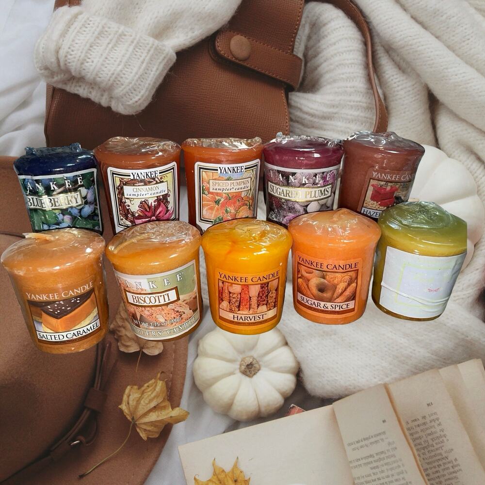 Lot of 10 Vintage Yankee Candle Votives Autumn Bakery Spice Coffee Shop HTF